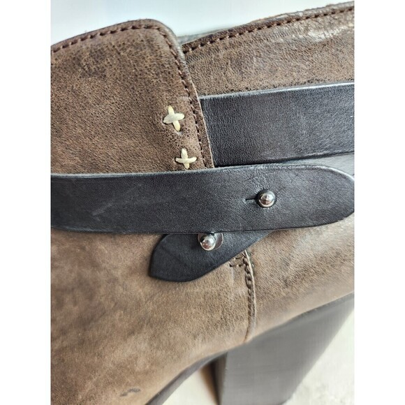 Rag & Bone Harrow Taupe Waxed Suede Stacked Heel Ankle Boot Booties, 38.5(8.5) - Picture 3 of 13